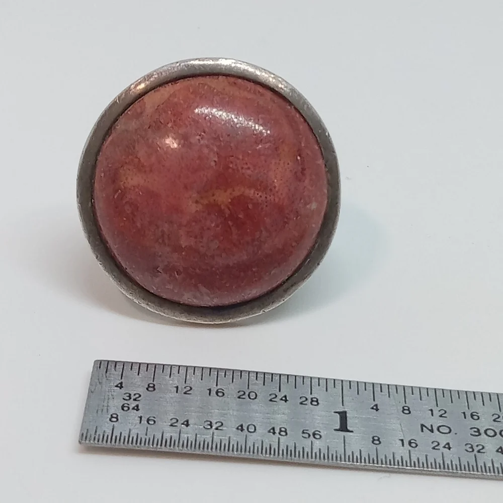 * vintage 925 red sponge coral ring size 6.5 signed 